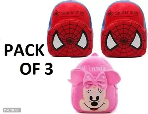Spiderman, Spiderman  Pink Minnie Combo School Cartoon Bag, School Bag for Kids, Suitable for Nursery, LKG, UKG  Play School Children (Age 2 to 6 Year) School Bag, (12 L), (Pack of 3)
