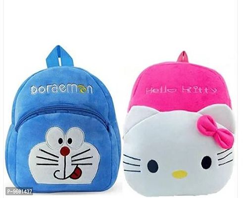 2Pcs Attractive Bag Doraemon And Hello Kitty Bag Soft Material School Bag For Kids Plush Backpack Cartoon Toy | Childrens Gifts Boy/Girl/Baby/ Decor School Bag For Kids(Age 2 to 6 Year) and Suitable-thumb0