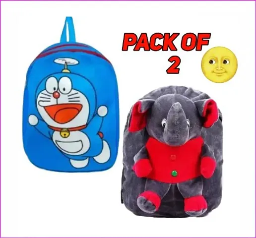 Cartoon Print Soft Material School Bag for Kids Pack of 2