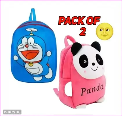 Kids School Bag Deginees Plush Bag Cartoon Animal Career Soft Toy Velvet Bag Baby, Girls, Boys 2 to 6 Years Old Baby Bag (Pack of 2)
