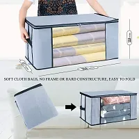Sh Nasima blanket storage bag for wardrobe organizers| Non woven Underbed storage bag/storage organizer blanket cover with transparent window extra large (pack of 4) blanket cover Grey-thumb1