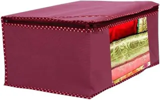 Sh nasima Designer Non Woven Fabric 03 Piece Saree Cover Large Storage Bags, Cloth Organizer with Transparent Window (MAROON)  pack of 3-thumb2