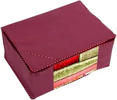 Sh nasima Designer Non Woven Fabric 03 Piece Saree Cover Large Storage Bags, Cloth Organizer with Transparent Window (MAROON)  pack of 3-thumb4