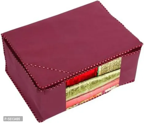 SH NASIMA SC-M-06 Designer Non Woven Fabric 06 Piece Saree Cover Large Storage Bags, Cloth Organizer with Transparent Window (MAROON) SC-M-06  (Maroon)-thumb4