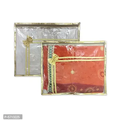 Single Packing Saree Cover/Bag with Handle  Heavy PVC Clothes Cover (pack of 2)-thumb0