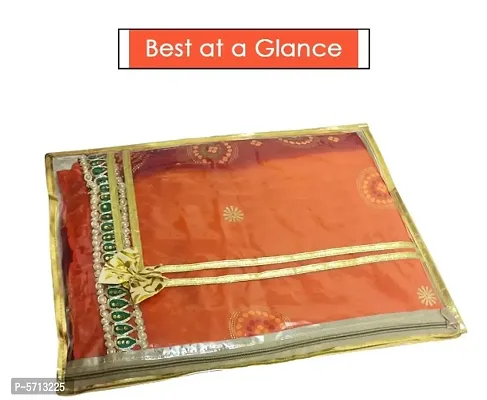 Single Packing Saree Cover/Bag with Handle  Heavy PVC Clothes Cover (pack of 2)-thumb3