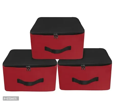 Multi Purpose Foldable Nylon Storage Bag with Zip Pack of 3-thumb0