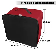 Nylon Underbed Moisture Proof Wardrobe Organizer Storage Bag for Clothes With Zipper Closure and Handle Square - 1  (Red, Black)-thumb2