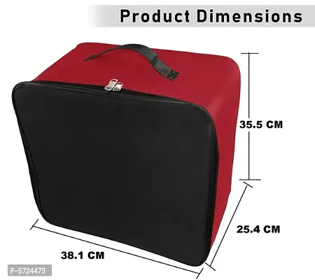 Nylon Underbed Moisture Proof Wardrobe Organizer Storage Bag for Clothes With Zipper Closure and Handle Square - 1  (Red, Black)-thumb3