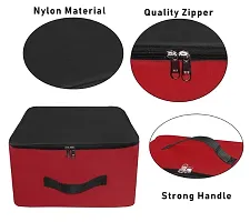 Nylon Underbed Moisture Proof Wardrobe Organizer Storage Bag for Clothes With Zipper Closure and Handle Square - 1  (Red, Black)-thumb3