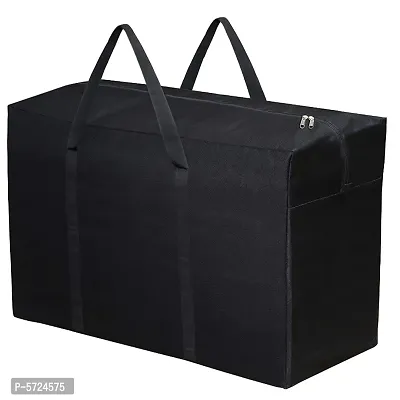 Sh Nasima Storage Bag Multi Purpose Foldable Nylon Big UNDERBED Storage Bag Blanket Storage Bag Cloth Storage Organizer Blanket Cover with Handles Pack of 1 Black-thumb0
