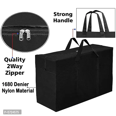 Sh Nasima Storage Bag Multi Purpose Foldable Nylon Big UNDERBED Storage Bag Blanket Storage Bag Cloth Storage Organizer Blanket Cover with Handles Pack of 1 Black-thumb2