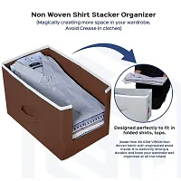 SH NASIMA Foldable Non Woven Shirt Stacker Wardrobe Organizer With Side Handle (Pack of 4 Brown)-thumb3