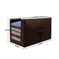 SH NASIMA  Foldable Non Woven Shirt Stacker Wardrobe Organizer With Side Handle (Pack of 2, Medium, Brown beige)-thumb2