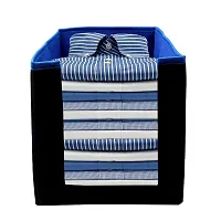 SH NASIMA  Foldable Non Woven Shirt Stacker Wardrobe Organizer With Side Handle (Pack of 2, Medium, Blue Black)-thumb3