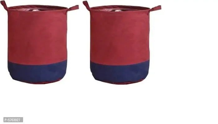 SH NASIMA Waterproof Light Weight Collapsible Foldable LAUNDRY BAG for Clothes and Toys Storage Pack Of 2 (MAROON BLUE 45 Liter)-thumb0