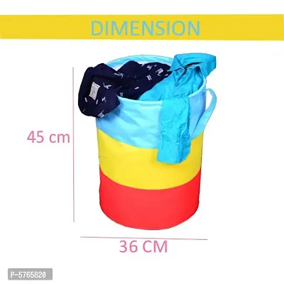 SH NASIMA MANUFACTURER Waterproof Light Weight Collapsible Foldable Laundry Bag for Clothes and Toys Storage Pack Of 1 (M blue yellow red, 45 Liter)-thumb0