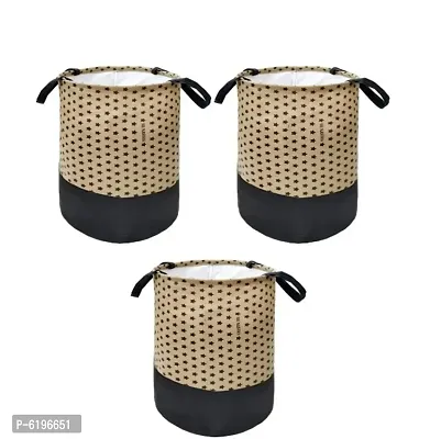 45 L Beige, Laundry Basket  (Non Woven) Star Printed Pack Of 3-thumb0