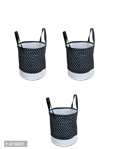 45 L Black Laundry Bag (Non-Woven) Star Printed Pack Of 3-thumb0
