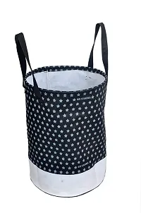 45 L Black Laundry Bag (Non-Woven) Star Printed Pack Of 3-thumb2