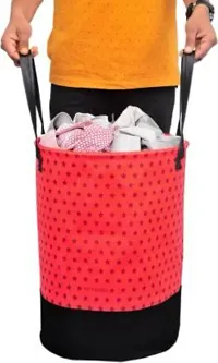 Nasima 45 L Red Black Yellow Laundry Basket Non Woven Star Printed Pack Of 3-thumb3