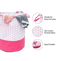 45 L  Pink, Laundry Bag (Basket)  (Non Woven) Star Printed Pack Of 3-thumb1
