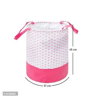 45 L  Pink, Laundry Bag (Basket)  (Non Woven) Star Printed Pack Of 3-thumb3