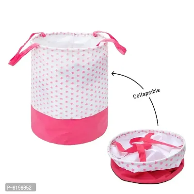45 L  Pink, Laundry Bag (Basket)  (Non Woven) Star Printed Pack Of 3-thumb4