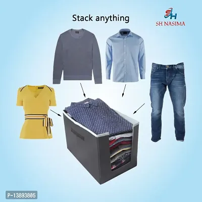 Laundry Basket and Shirt Stacker pack of 4 Grey/Black-thumb3