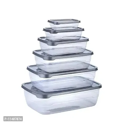 Sukhrup 6Pcs Plastic Food containers for Kitchen Storage Set Rectangular, Fridge Storage Boxes with Air Tight Lid, Kitchen Accessories for Storage Organizer, Boxes for Storage Upto 3500ml, Set of 6, Multicolor-thumb0