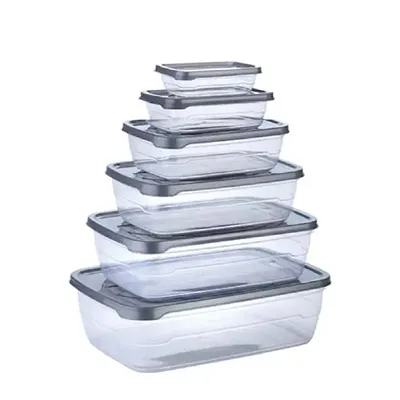 Sukhrup 6Pcs Plastic Food containers for Kitchen Storage Set Rectangular, Fridge Storage Boxes with Air Tight Lid, Kitchen Accessories for Storage Organizer, Boxes for Storage Upto 3500ml, Set of 6, Multicolor