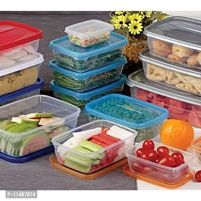 Sukhrup 6Pcs Plastic Food containers for Kitchen Storage Set Rectangular, Fridge Storage Boxes with Air Tight Lid, Kitchen Accessories for Storage Organizer, Boxes for Storage Upto 3500ml, Set of 6, Multicolor-thumb2
