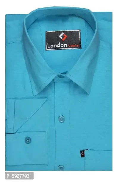 Elite Blue Cotton Blend Solid Casual Shirts For Men