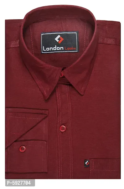 Elite Maroon Cotton Blend Solid Casual Shirts For Men