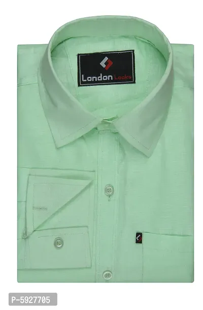 Elite Green Cotton Blend Solid Casual Shirts For Men