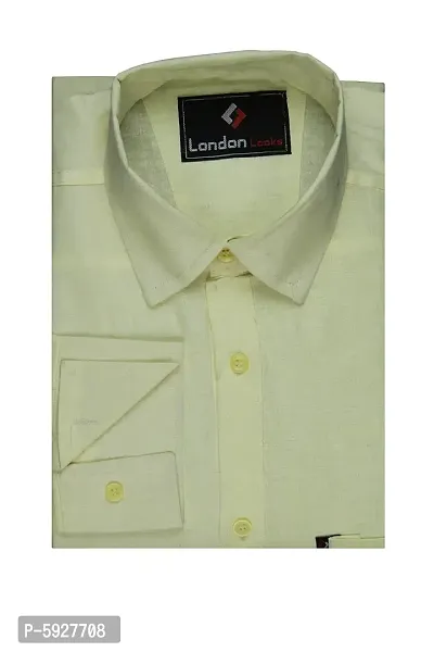 Elite Yellow Cotton Blend Solid Casual Shirts For Men