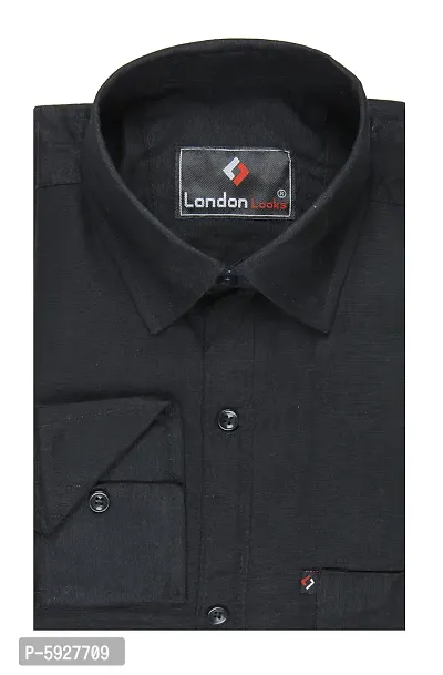 Elite Black Cotton Blend Solid Casual Shirts For Men