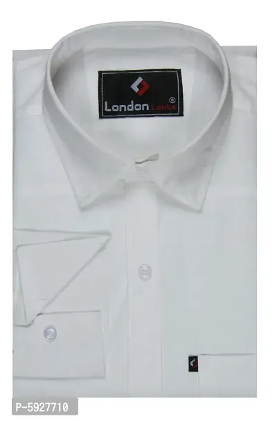 Elite White Cotton Blend Solid Casual Shirts For Men