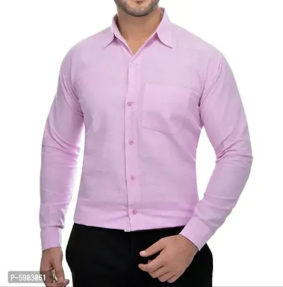 Men Solid Pink Regular Fit Formal Shirts For Men-thumb0