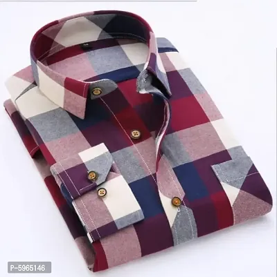 Stylish Cotton Blend Checked Long Sleeves Casual Shirt For Men-thumb0