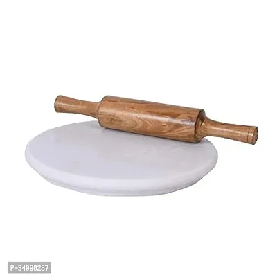 Marble Chakla/Rolling Pin Board With Wooden Belan, 9 Inch-thumb0