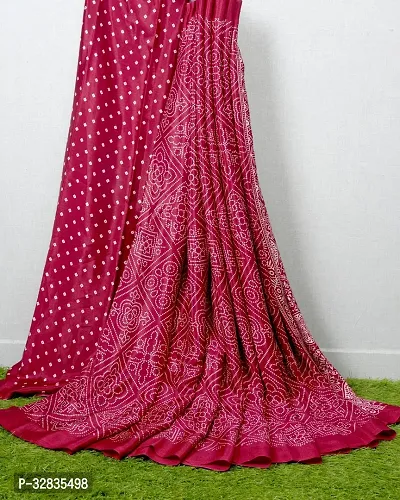 Elegant Pink Crepe Printed Saree With Blouse Piece For Women-thumb0