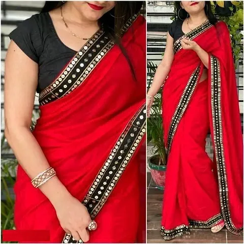 Georgette Lace Border Sarees With Blouse Piece
