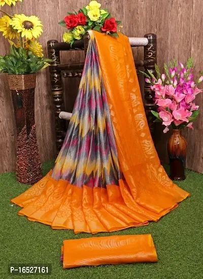 Beautiful Printed Brasso Saree with Blouse Piece-thumb0