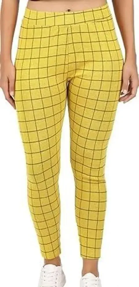 Stylish Blend Checked Jeggings For Women