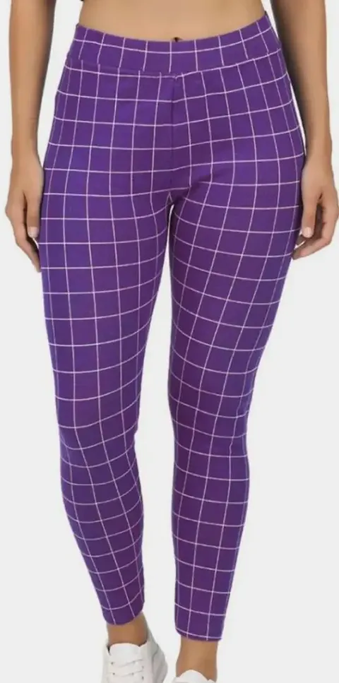 Stylish Blend Checked Jeggings For Women