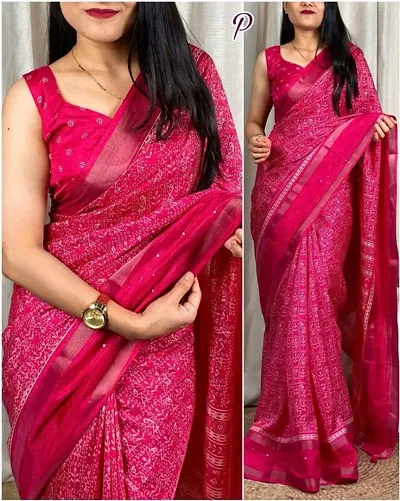 Best Selling Crepe Saree with Blouse piece 