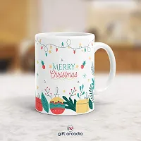 Gift Arcadia Ceramic Merry Christmas Coffee Mug with Coaster - 1 Piece, White, 330ml (COM006)-thumb1