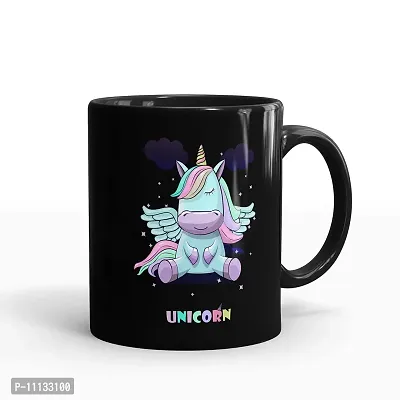 Gift Arcadia Ceramic Unicorn Coffee Mug - 1 Piece, Black, 330ml (A243)-thumb0