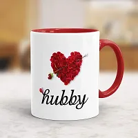 Gift Arcadia Ceramic Hubby & Wifey Rose Petals Coffee Mug - 2 Pieces, Red, 330ml (A131)-thumb1